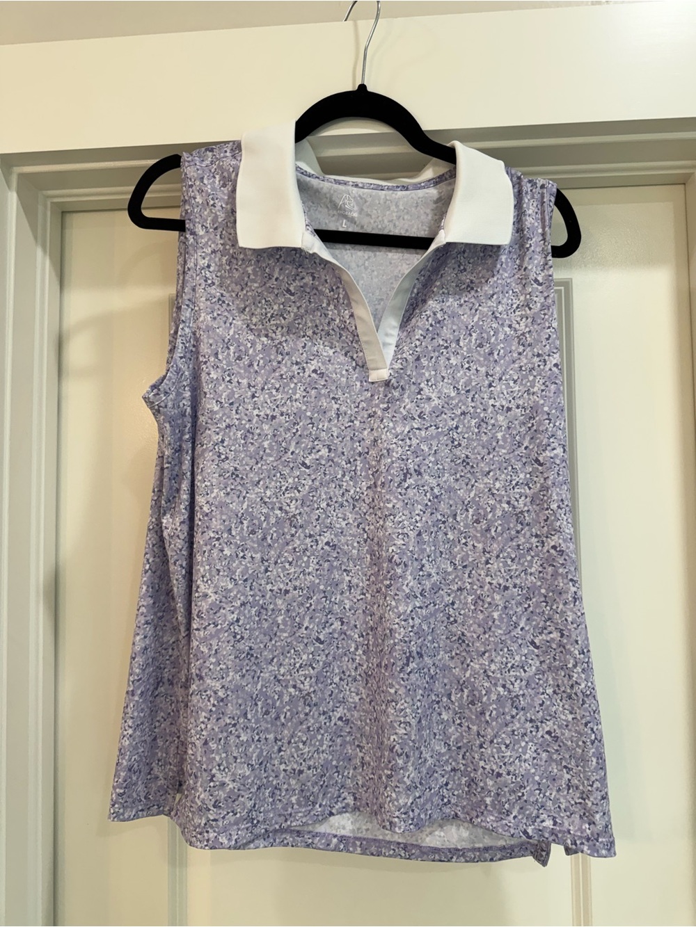 Sleeveless Lavender Rhoback Polo Tank with White Collar